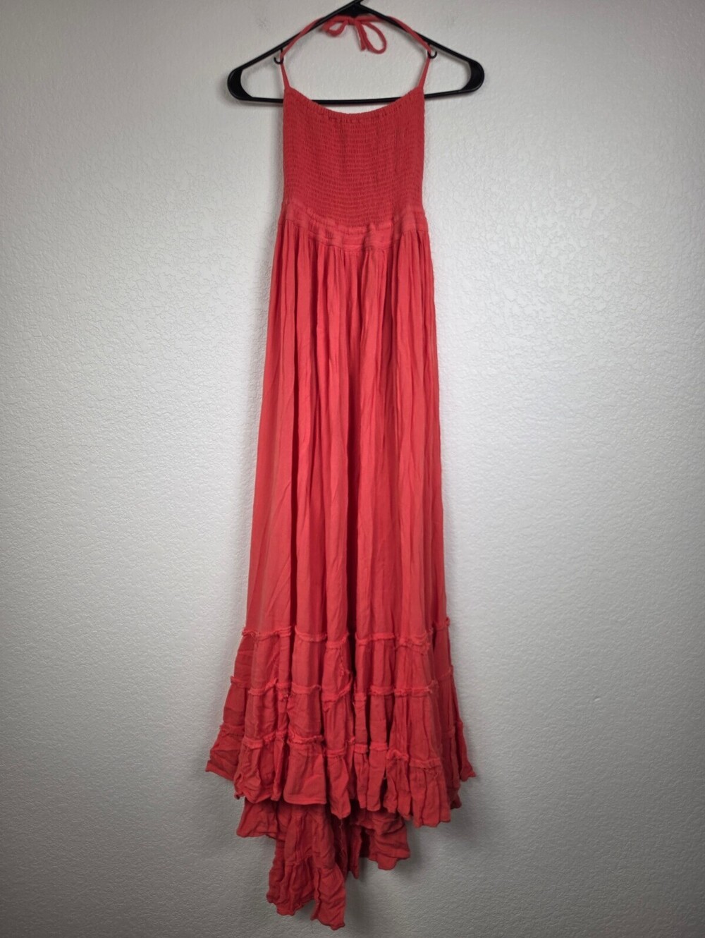 Free People Coral Viscose Halter Maxi Dress XS